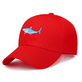 Casquette Grand Requin Blanc - rouge avec logo bleu