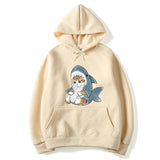 Sweat Requin Chat Beige