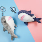 Porte-clé Requin Peluche gris et bleu 