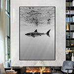 Tableau Requin Noir et Blanc vertical salon