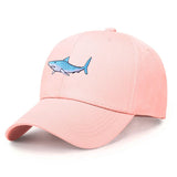 Casquette Grand Requin Blanc - rose avec logo bleu