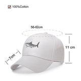 Casquette Grand Requin Blanc - blanche avec logo gris - dimensions