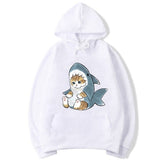 Sweat Requin Chat blanc