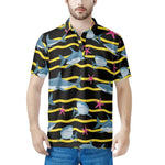 Polo Noir et Jaune à motifs Requins