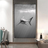 Tableau Requin Face noir et blanc