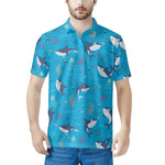 Polo Bleu Ciel à motifs Requins