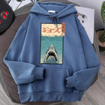 Sweat Requin Manga bleu gris