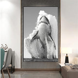 Tableau Requin Saut vertical noir et blanc