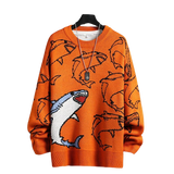 Pull Requin Cartoon orange